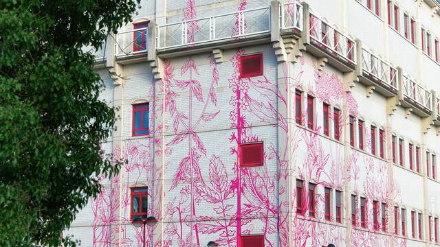 Louise Delattre, Plantes médicinales, 2019, Façade Ambroise Paré (Mons)